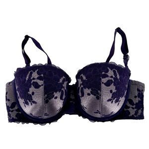 Torrid Curve Womens Push Up Padded Bra Size 42DD Purple Lace Floral Underwire